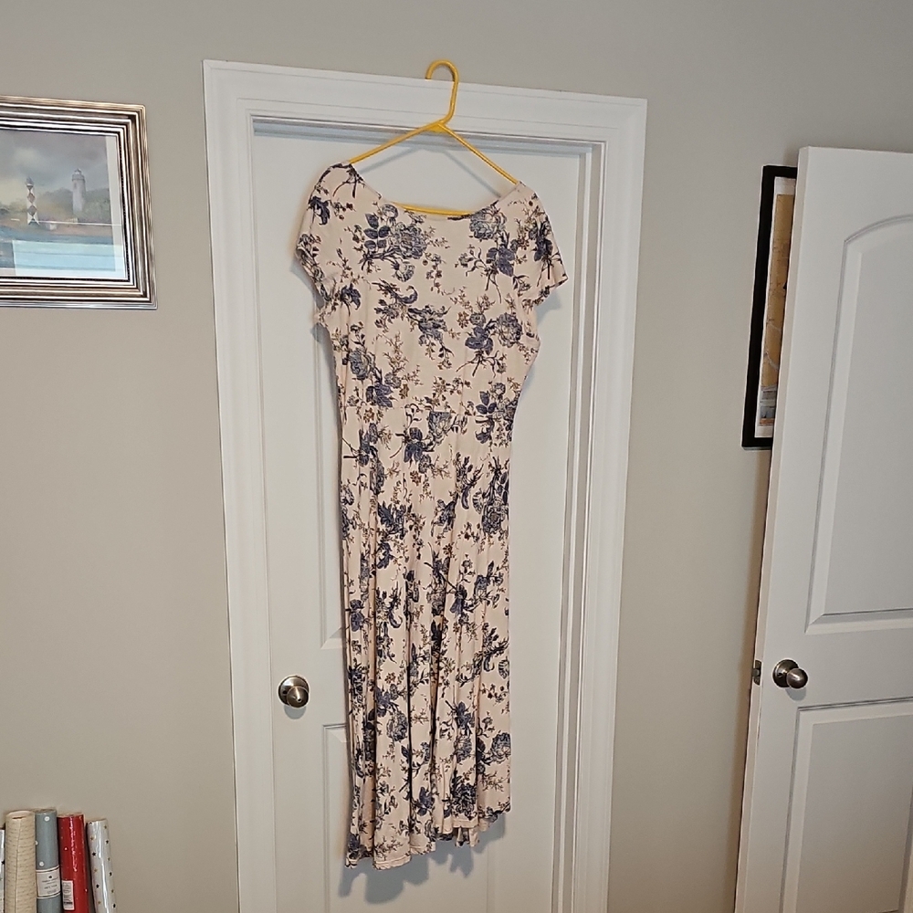 Blue and Purple Maxi Sundress with Flutter Sleeves